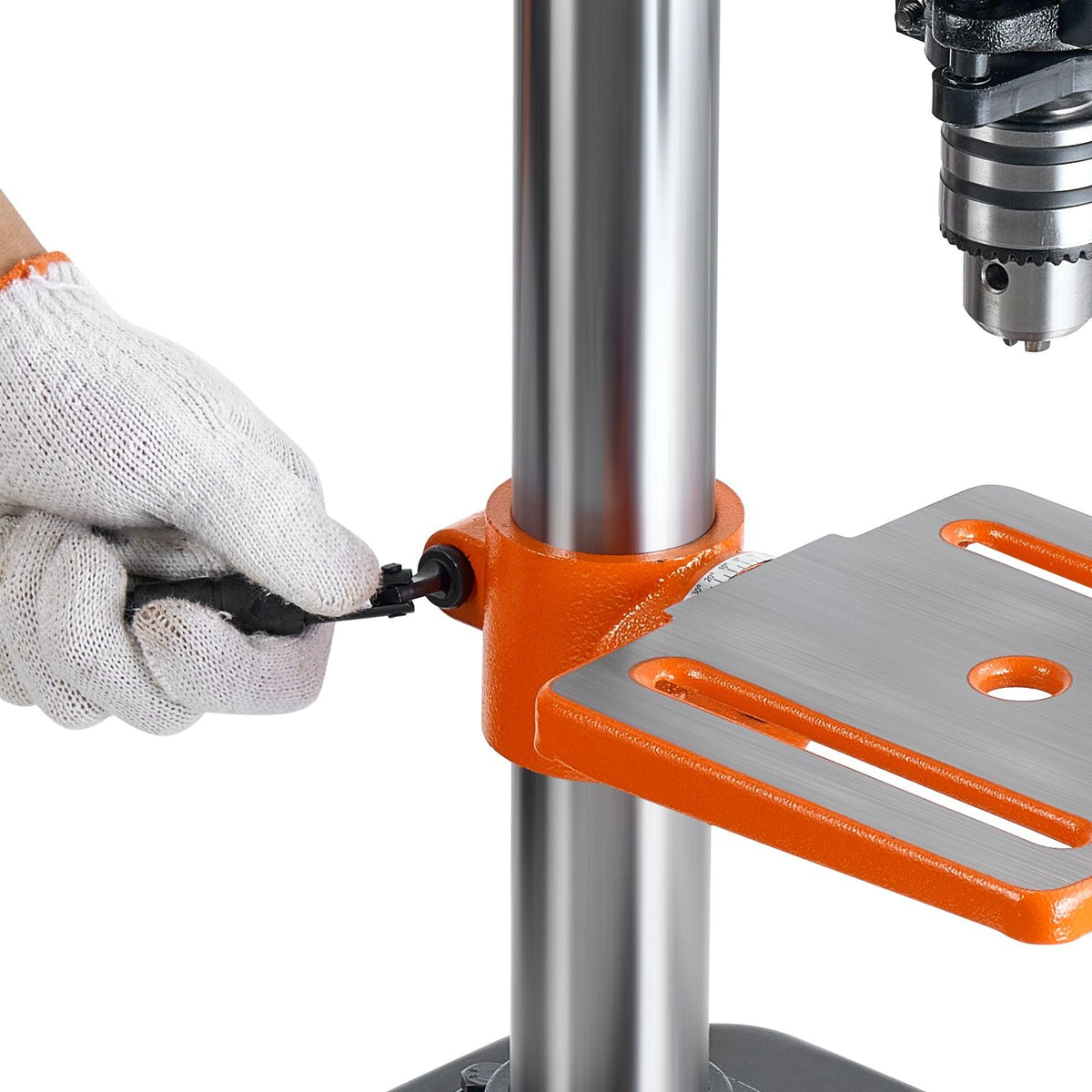 8 in Benchtop Drill Press, 2.5A Induction Motor, Tabletop Drilling Machine with 620 / 1140 / 1740 / 2340 / 3100 RPM Adjustable Speed, 0-45° Tilting Worktable, LED Work Light, for Wood Metal