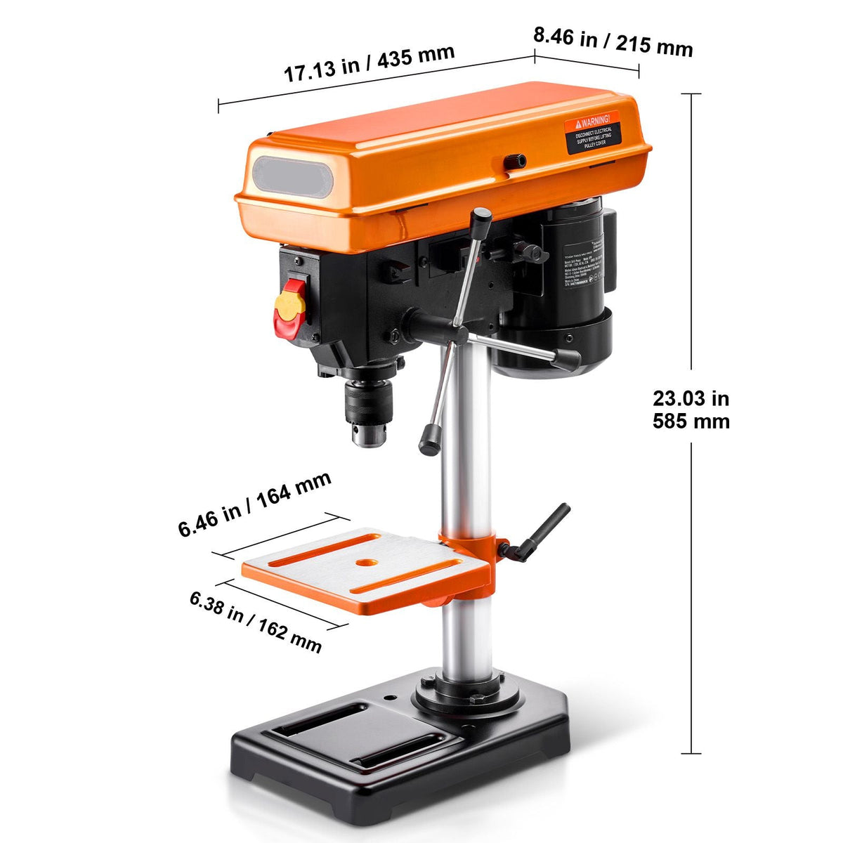 8 in Benchtop Drill Press, 2.5A Induction Motor, Tabletop Drilling Machine with 620 / 1140 / 1740 / 2340 / 3100 RPM Adjustable Speed, 0-45° Tilting Worktable, LED Work Light, for Wood Metal