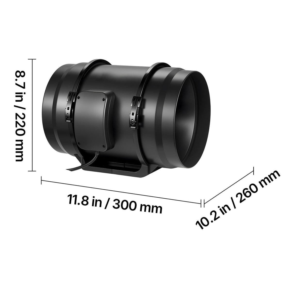 8" Inline Duct Fan, 720 CFM Ventilation Exhaust Fan Quiet AC Motor for Heating Cooling Booster, Grow Tents, Hydroponics