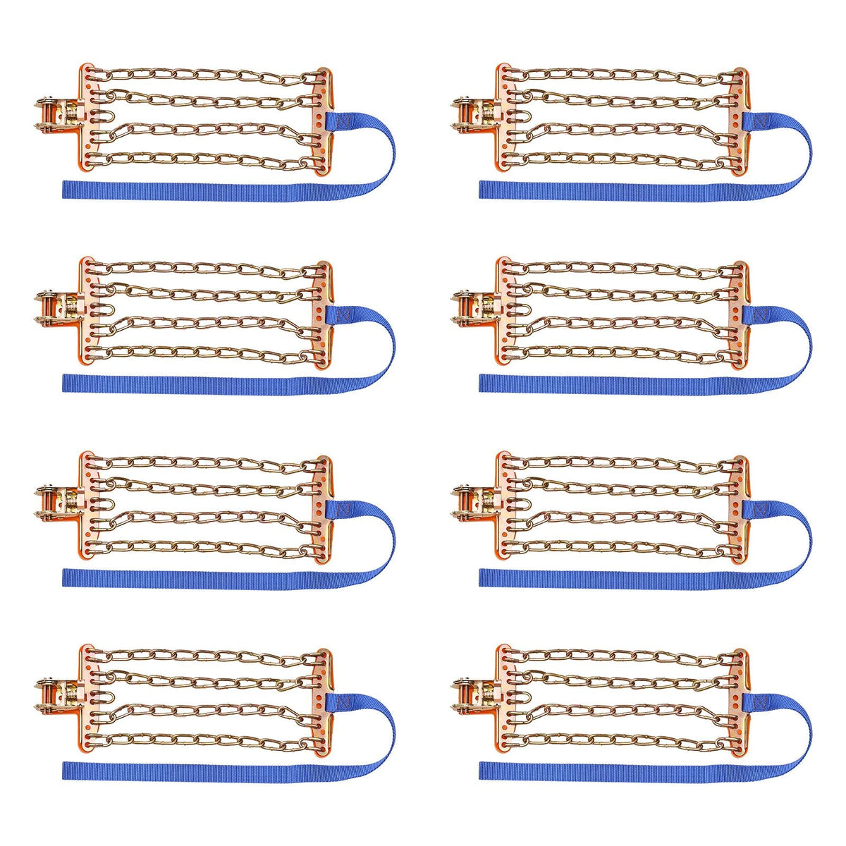 8 PCS Snow Chains, Tire Traction Wheel Chains for Tire Width 9.2-11.2 in/235-285 mm, Manganese Alloy Steel Emergency Tire Chains for Cars, Pickups, SUVs, and Trucks