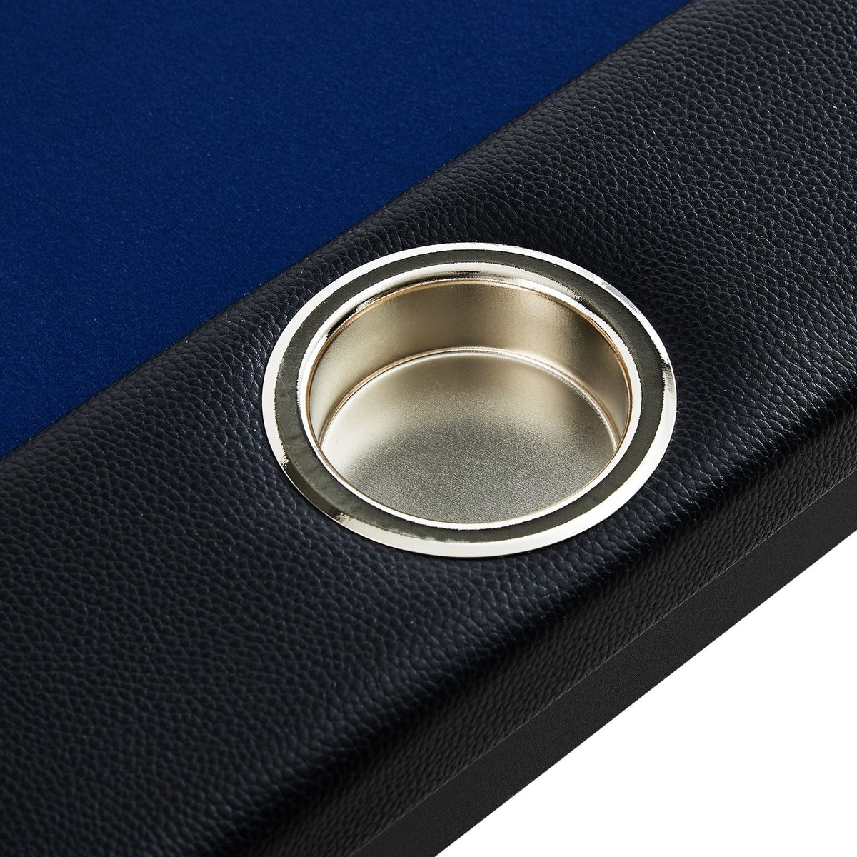 8 Player Foldable Poker Table, Blackjack Texas Holdem Poker Table with Padded Rails and Stainless Steel Cup Holders, Portable Folding Card Board Game Table, 72" Oval Casino Leisure Table, Blue