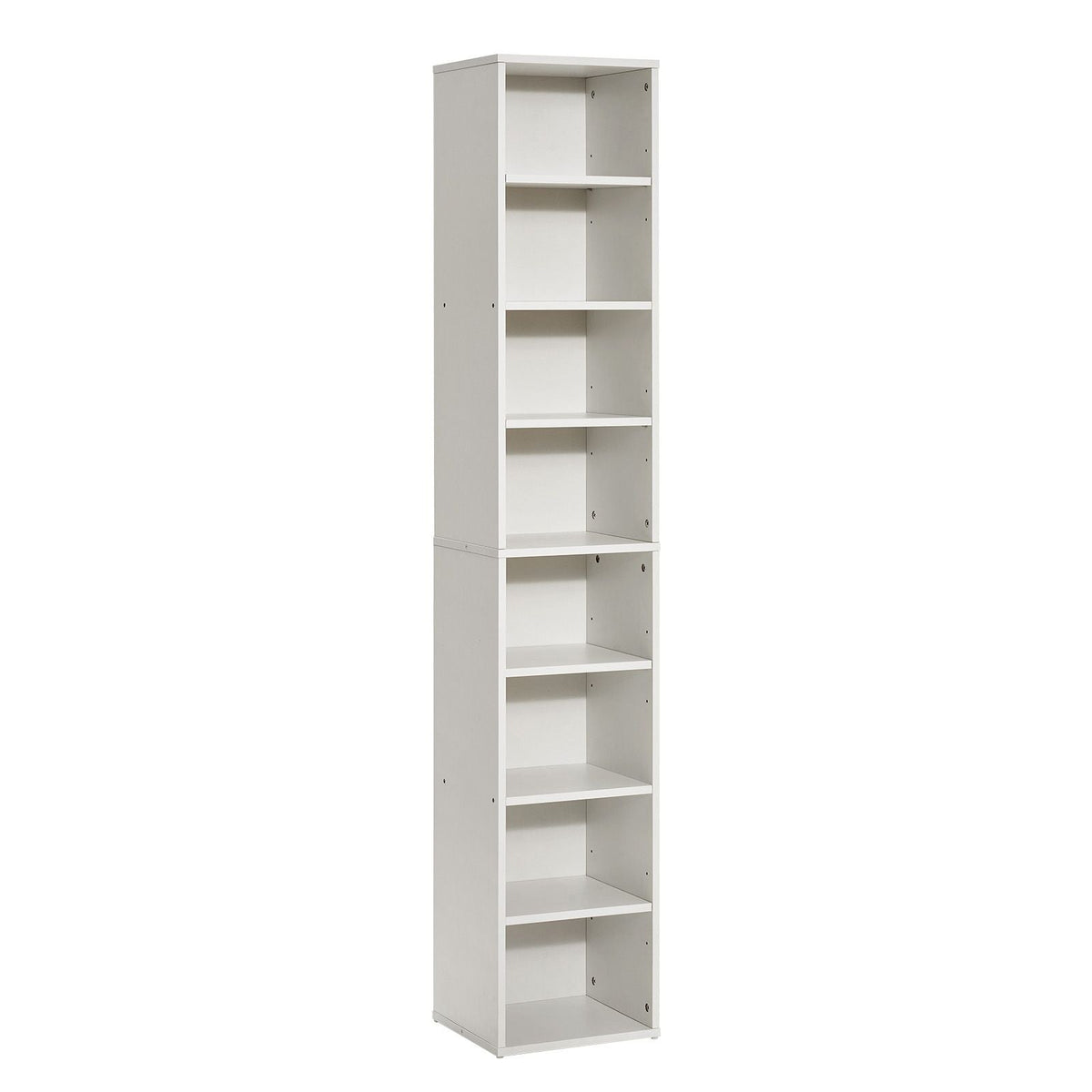 8 Tiers Narrow Bookshelf, 71 in Wooden Tall Open Bookcase with Height-Adjustable Shelf, Freestanding Display Storage Floor Bookcase Bookshelf for Library, Bedroom, Living Room, Office, White