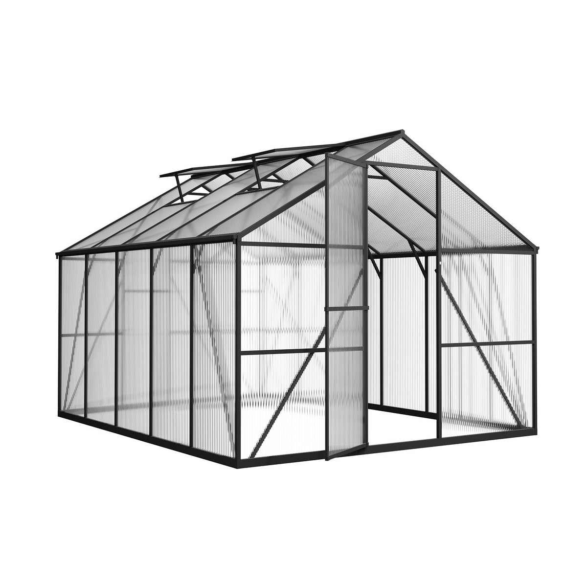 8 x 10 FT Polycarbonate Greenhouse, Heavy Duty Outdoor Green House with Adjustable Vents & Push-Pull Lockable Door, Quick Setup, Aluminum Frame Walk-in Greenhouse Sunroom for Outside Garden Lawn
