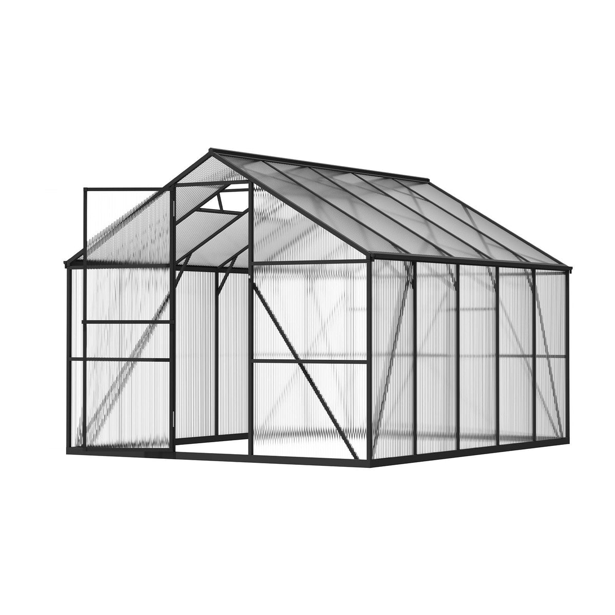 8 x 10 FT Polycarbonate Greenhouse, Heavy Duty Outdoor Green House with Adjustable Vents & Push-Pull Lockable Door, Quick Setup, Aluminum Frame Walk-in Greenhouse Sunroom for Outside Garden Lawn