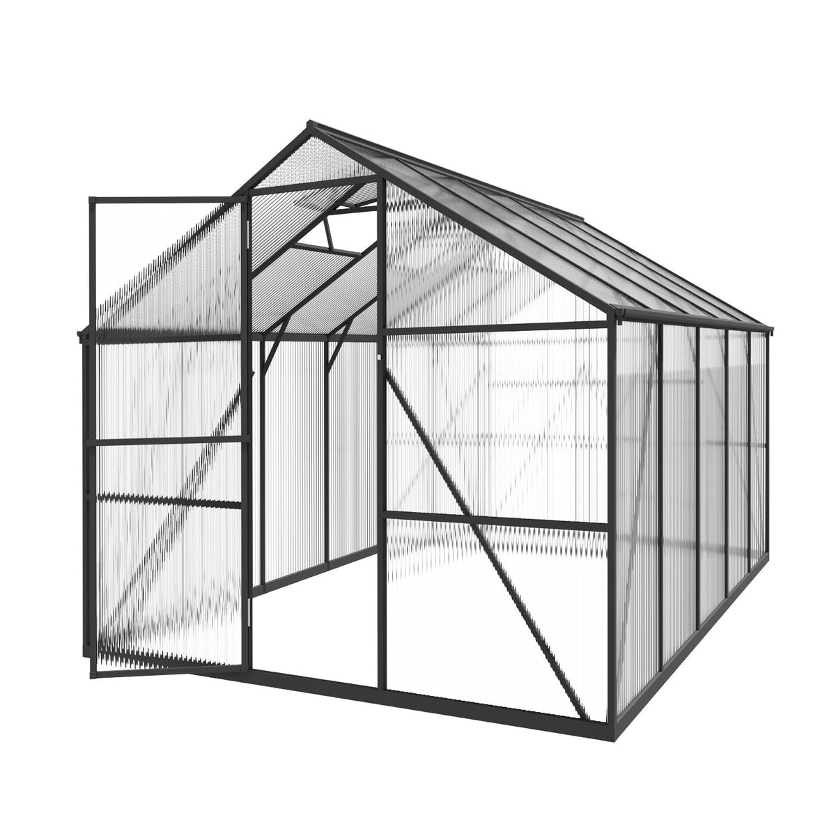 8 x 10 FT Polycarbonate Greenhouse, Heavy Duty Outdoor Green House with Adjustable Vents & Push-Pull Lockable Door, Quick Setup, Aluminum Frame Walk-in Greenhouse Sunroom for Outside Garden Lawn