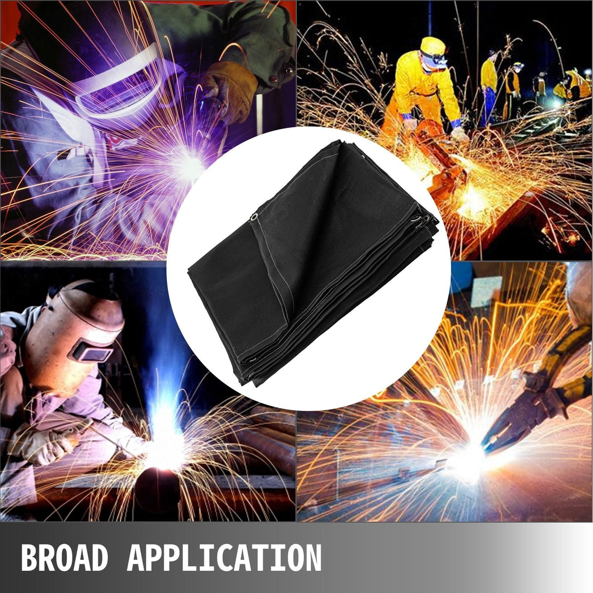 8 x 10 Ft Welding Blanket Black Fiberglass Blanket Portable Fiberglass Fire Retardant Blanket Welding Mat Welding Fireproof Thermal Resistant Insulation With Carry Bag