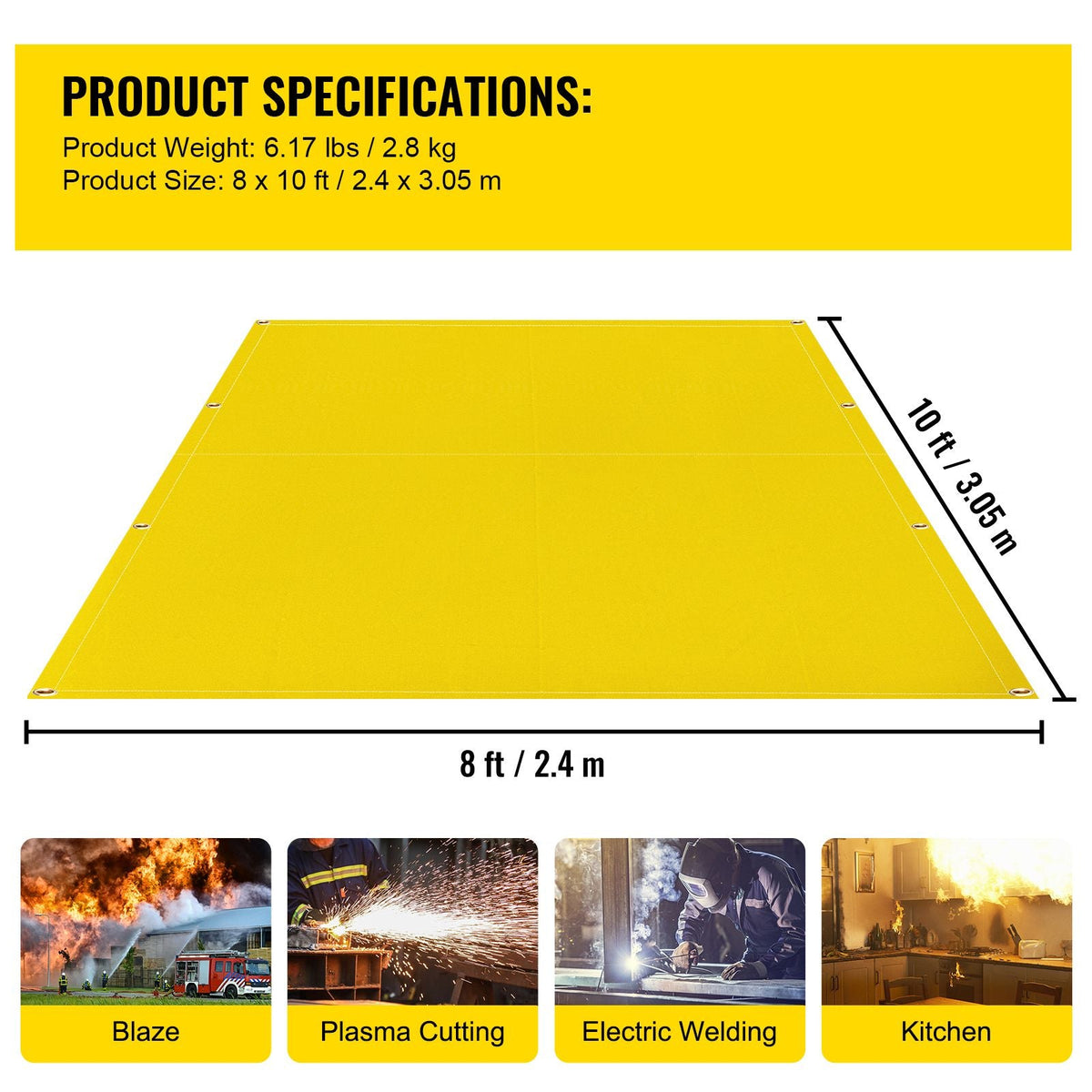 8 x 10 Ft Welding Blanket Gold Fiberglass Blanket Portable Fiberglass Fire Retardant Blanket Welding Mat Welding Fireproof Thermal Resistant Insulation With Carry Bag