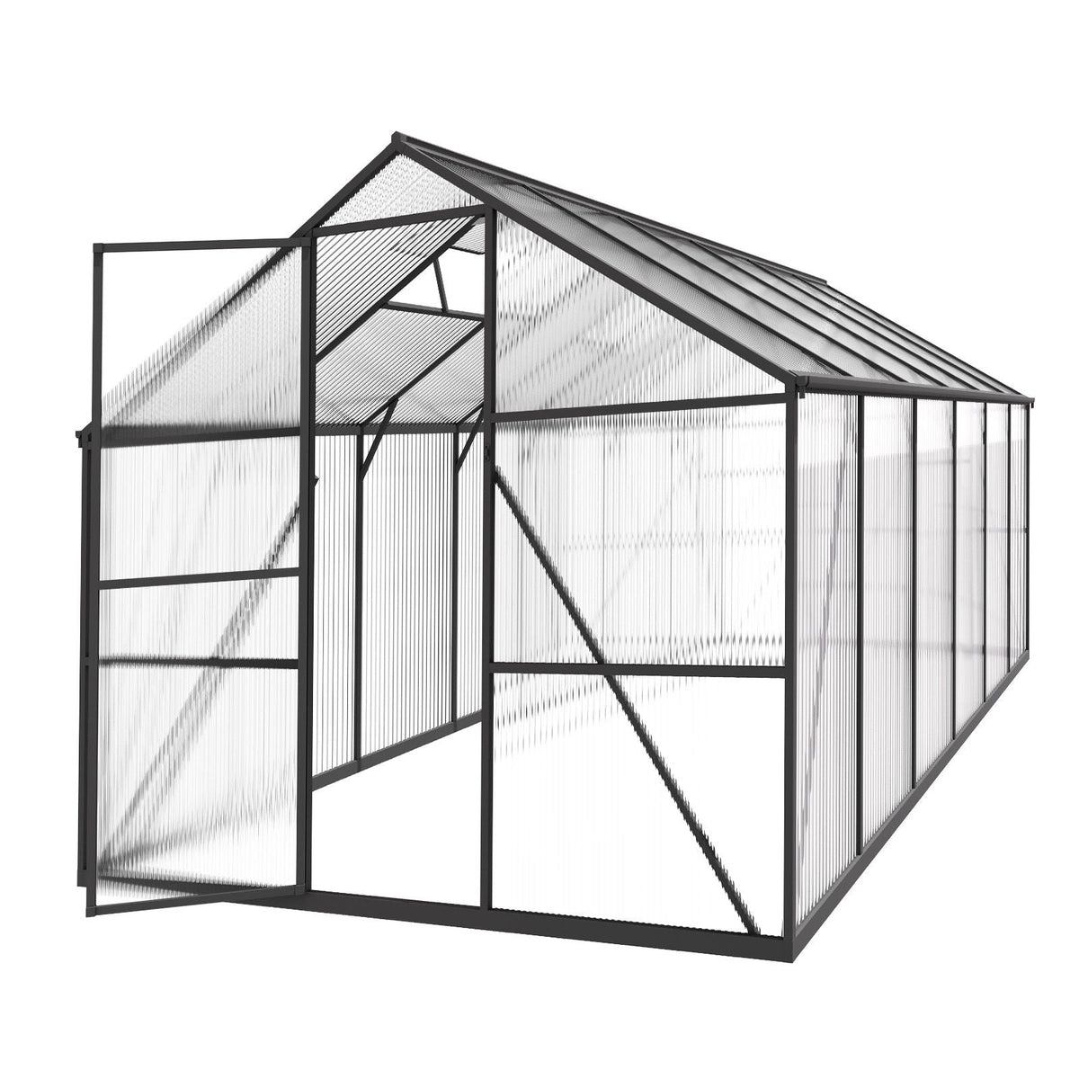 8 x 14 FT Polycarbonate Greenhouse, Heavy Duty Outdoor Green House with Adjustable Vent & Push-Pull Lockable Door, Quick Setup, Aluminum Frame Walk-in Greenhouse Sunroom for Outside Garden Lawn