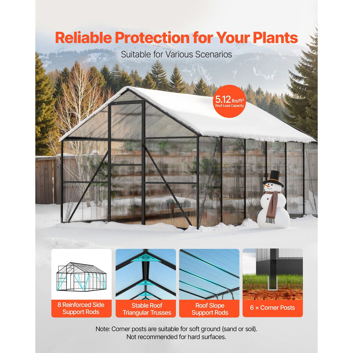 8 x 14 FT Polycarbonate Greenhouse, Heavy Duty Outdoor Green House with Adjustable Vent & Push-Pull Lockable Door, Quick Setup, Aluminum Frame Walk-in Greenhouse Sunroom for Outside Garden Lawn