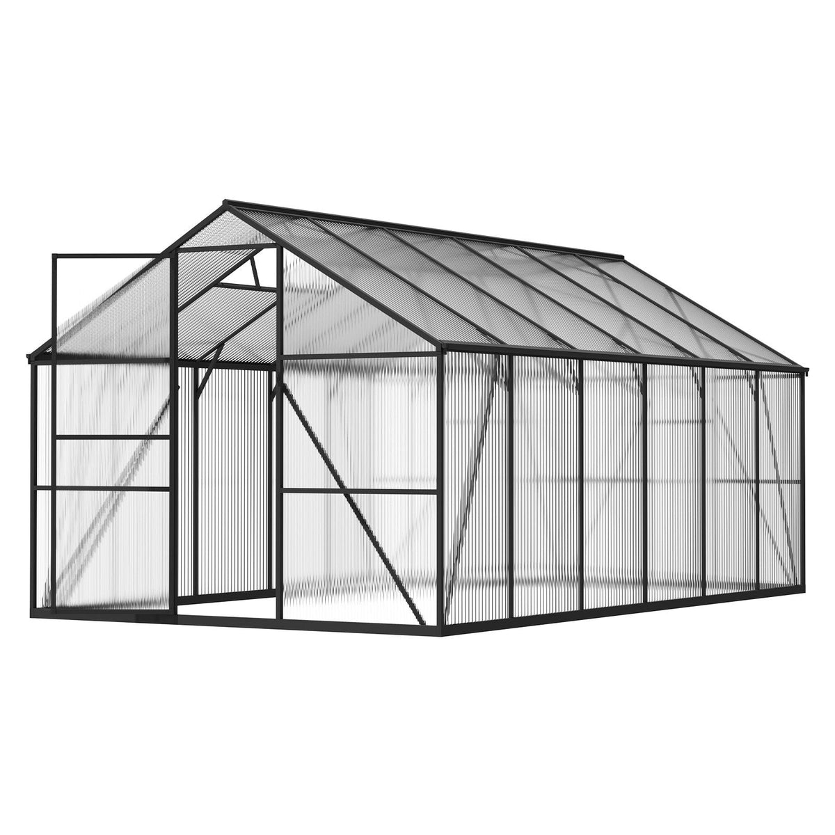 8 x 14 FT Polycarbonate Greenhouse, Heavy Duty Outdoor Green House with Adjustable Vent & Push-Pull Lockable Door, Quick Setup, Aluminum Frame Walk-in Greenhouse Sunroom for Outside Garden Lawn
