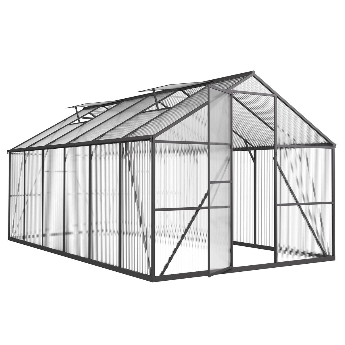 8 x 14 FT Polycarbonate Greenhouse, Heavy Duty Outdoor Green House with Adjustable Vent & Push-Pull Lockable Door, Quick Setup, Aluminum Frame Walk-in Greenhouse Sunroom for Outside Garden Lawn