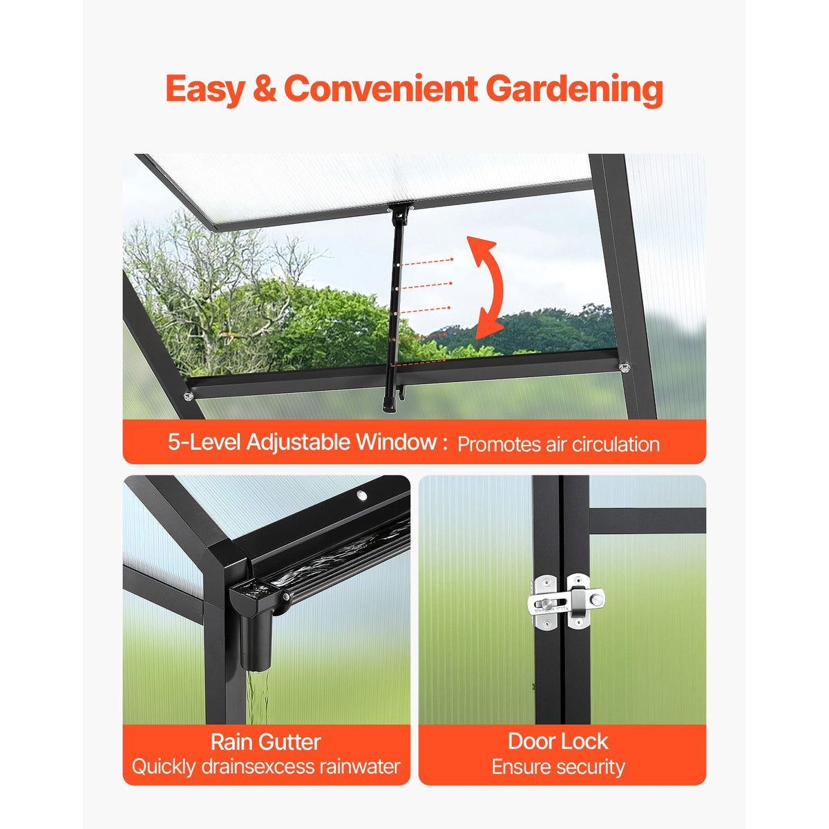 8 x 14 FT Polycarbonate Greenhouse, Heavy Duty Outdoor Green House with Adjustable Vent & Push-Pull Lockable Door, Quick Setup, Aluminum Frame Walk-in Greenhouse Sunroom for Outside Garden Lawn