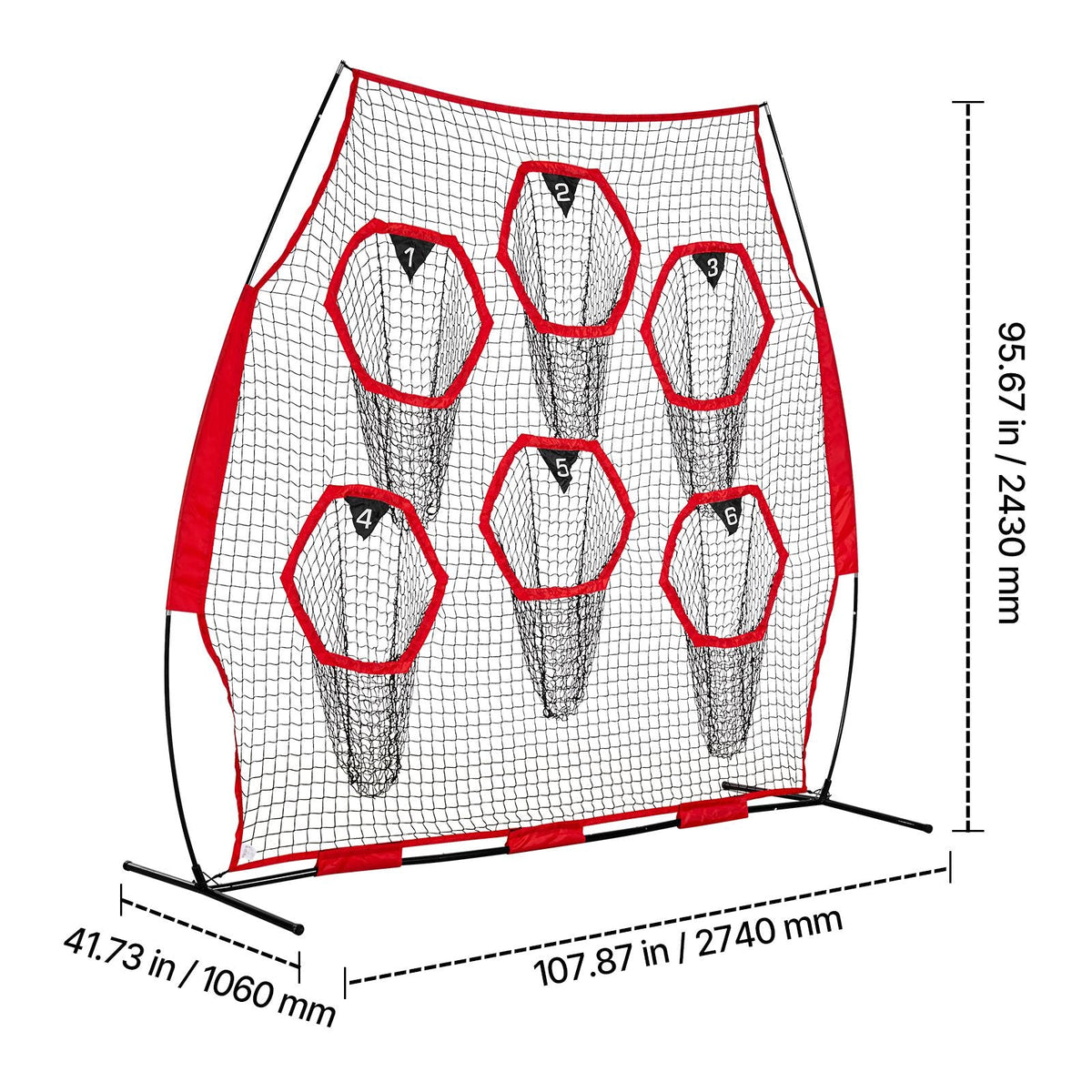 8 x 8 ft Football Trainer Throwing Net, Training Throwing Target Practice Net with 6 Target Pockets, Knotless Net Includes Straps and Portable Carry Case, Improve QB Throwing Accuracy, Red