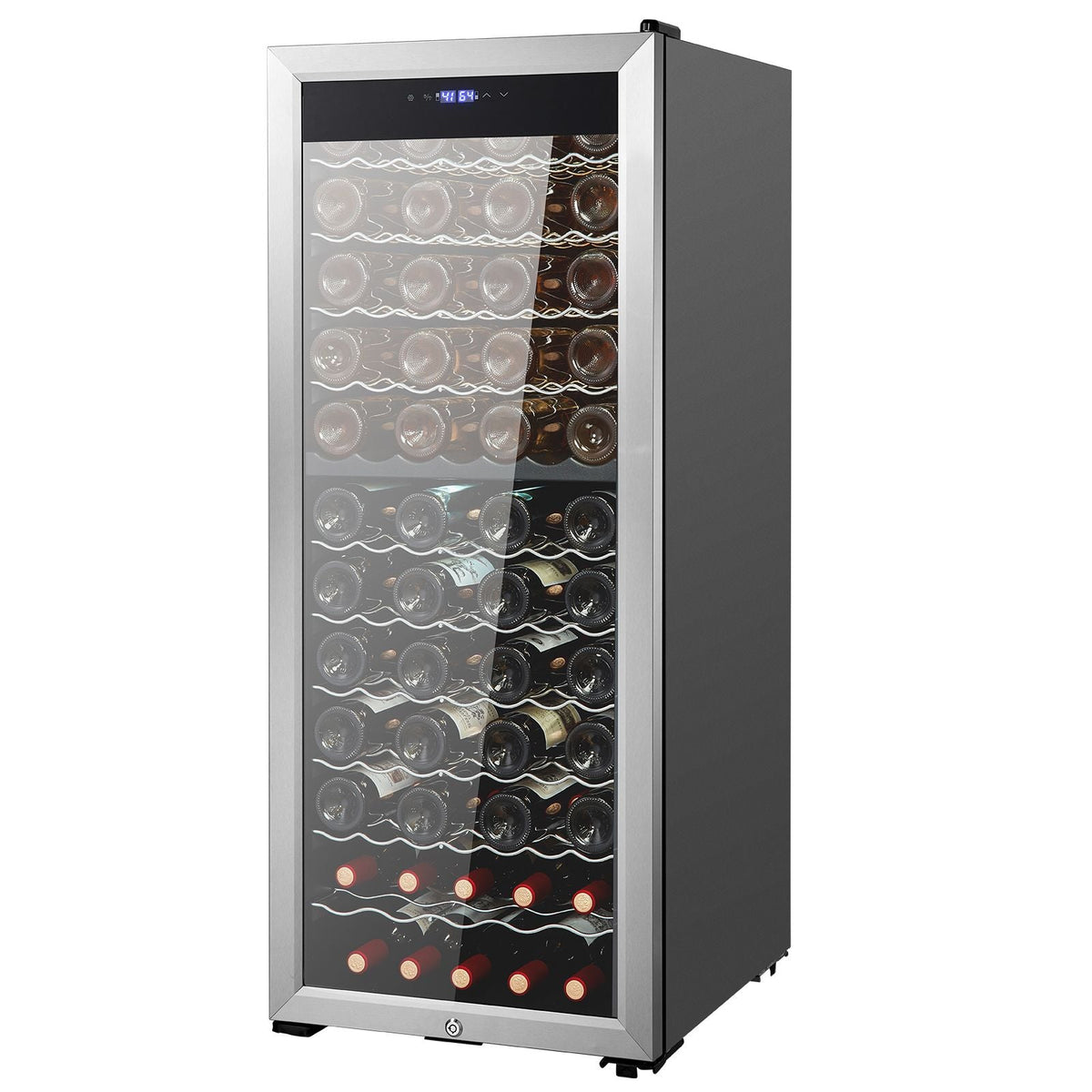 80-Bottle Wine Cooler, Dual Zone & Dual Temperature Wine Fridge, Freestanding Refrigerator with Circulating Air-cooling and Digital Control, Mirrored Glass Door with UV Protection, for Home Bar