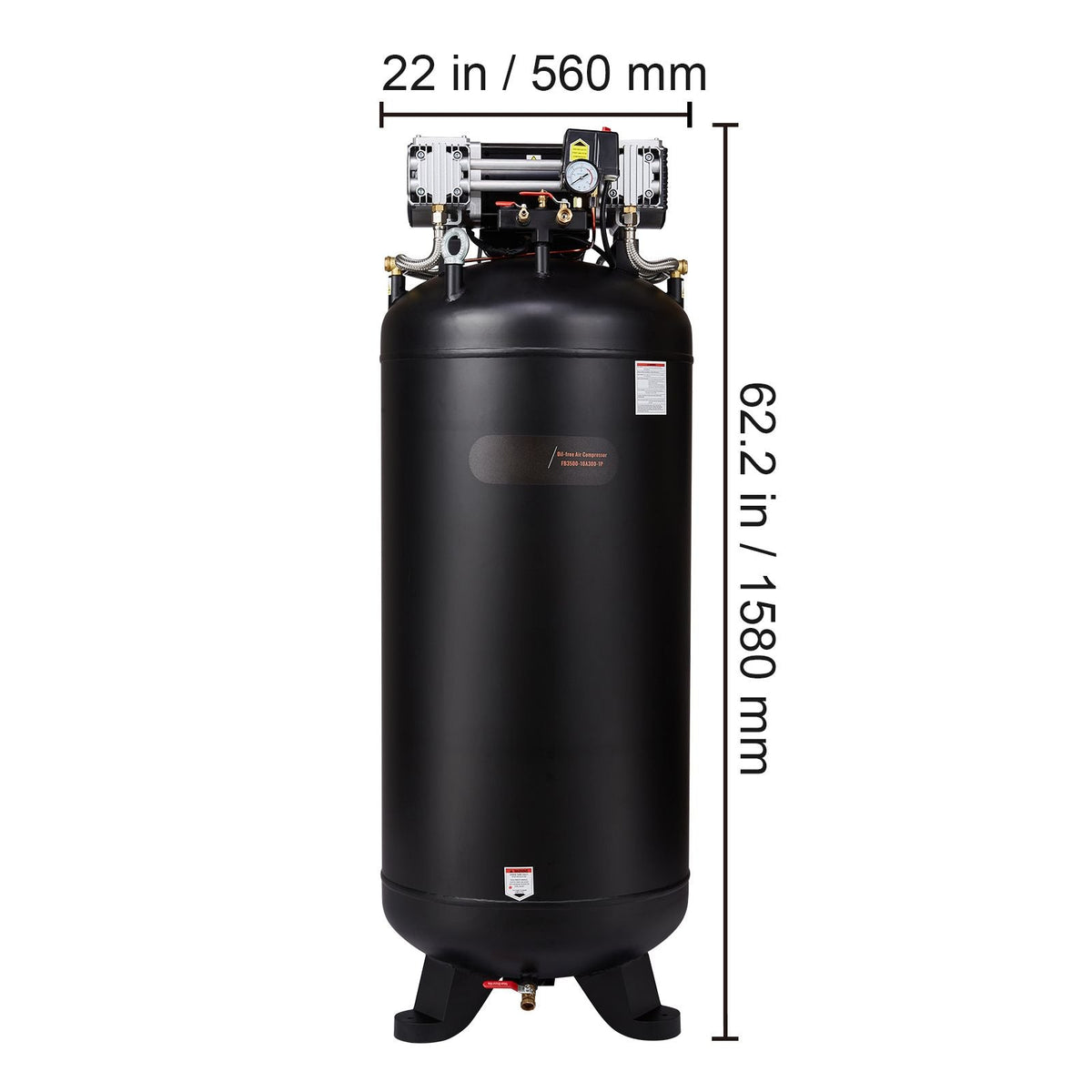 80 Gallon Air Compressor, 6.5HP 15.5SCFM@90 PSI, 145PSI Oil Free Stationary Air Compressor Tank, 86dB Ultra Quiet Compressor for Industrial Manufacturing, Construction Sites, Auto Repair