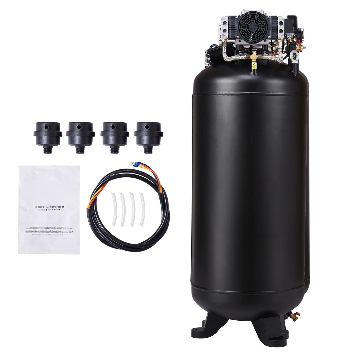 80 Gallon Air Compressor, 6.5HP 15.5SCFM@90 PSI, 145PSI Oil Free Stationary Air Compressor Tank, 86dB Ultra Quiet Compressor for Industrial Manufacturing, Construction Sites, Auto Repair