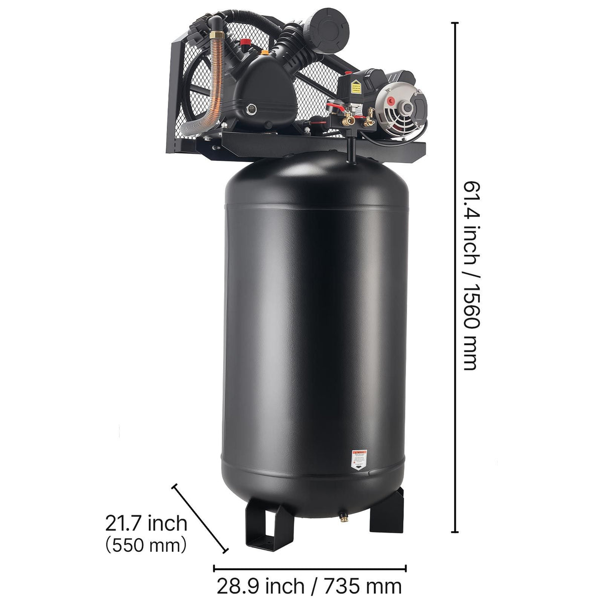 80 Gallons Heavy-Duty Air Compressor, 5HP 10 SCFM at 90PSI Air Compressors Max 175PSI Pressure, Oil-Lubricated Compressor Tank for Industrial Manufacturing, Large Workshops (230V 60Hz, No-Plug)