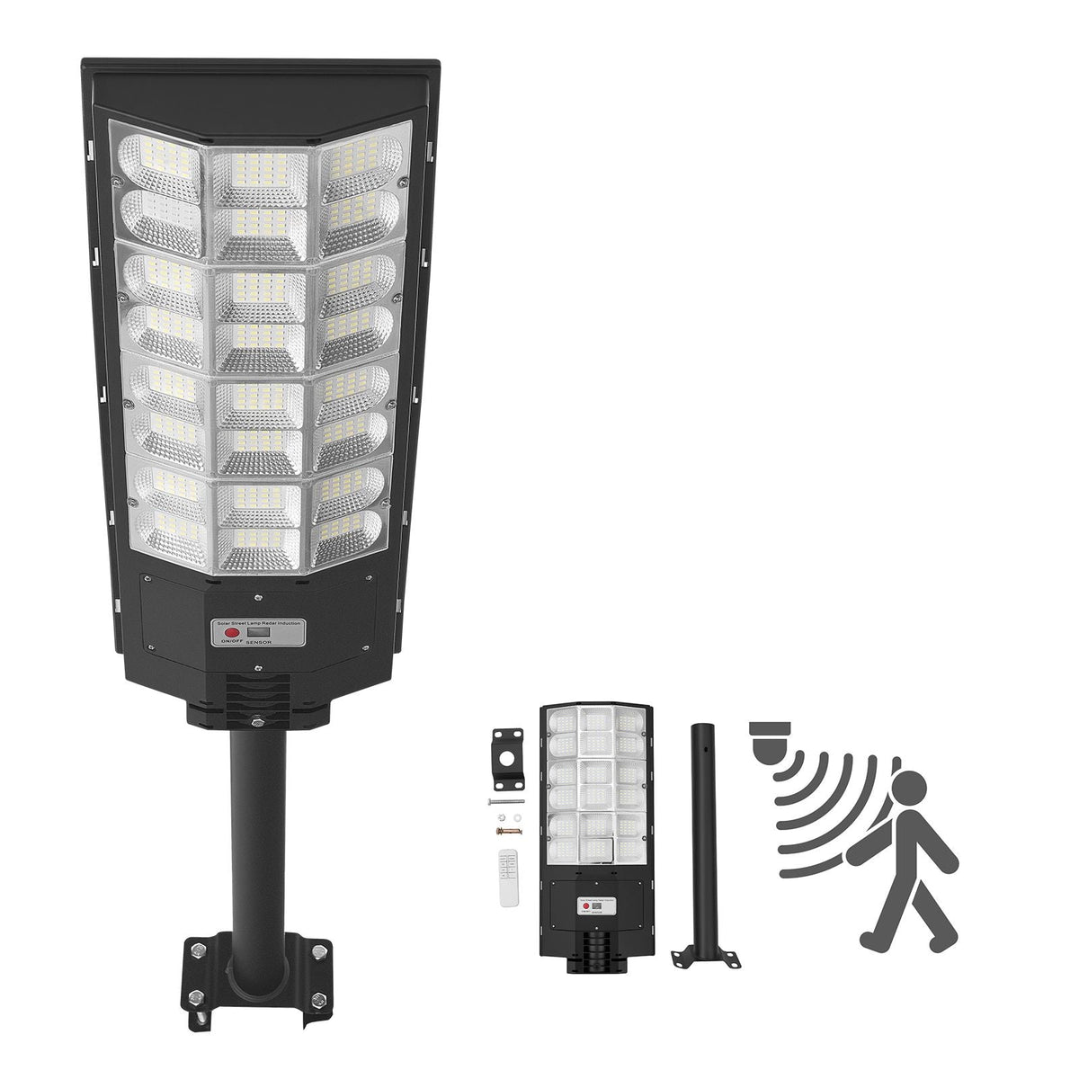 8000W Solar Street Light Outdoor, 450000LM, Commercial Parking Lot Light Dusk to Dawn, LED Flood Security Lamp with Motion Sensor, IP65 Waterproof Outdoor Lighting, for Driveway Yard, 1 Pack
