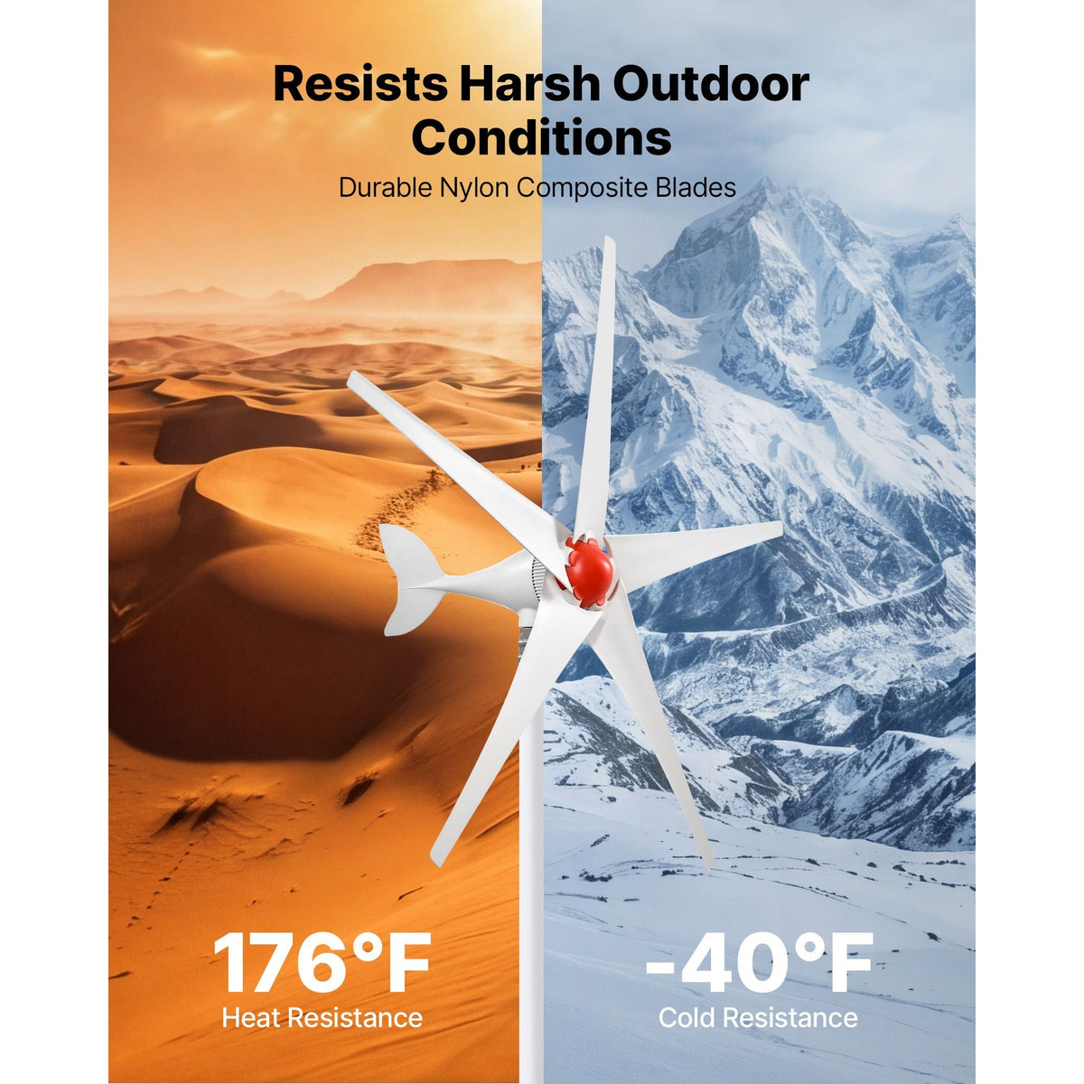 800W 12V Wind Turbine Generator, 5-Blade Wind Turbine Kit with Wind & Solar Hybrid Controller, Efficient 3-Phase AC Permanent Wind Power Generator for RV Boat Home Farm (Tower Pole Not Included)