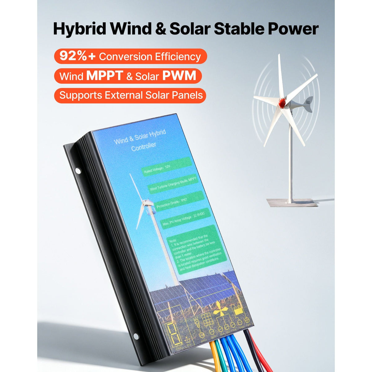 800W 12V Wind Turbine Generator, 5-Blade Wind Turbine Kit with Wind & Solar Hybrid Controller, Efficient 3-Phase AC Permanent Wind Power Generator for RV Boat Home Farm (Tower Pole Not Included)