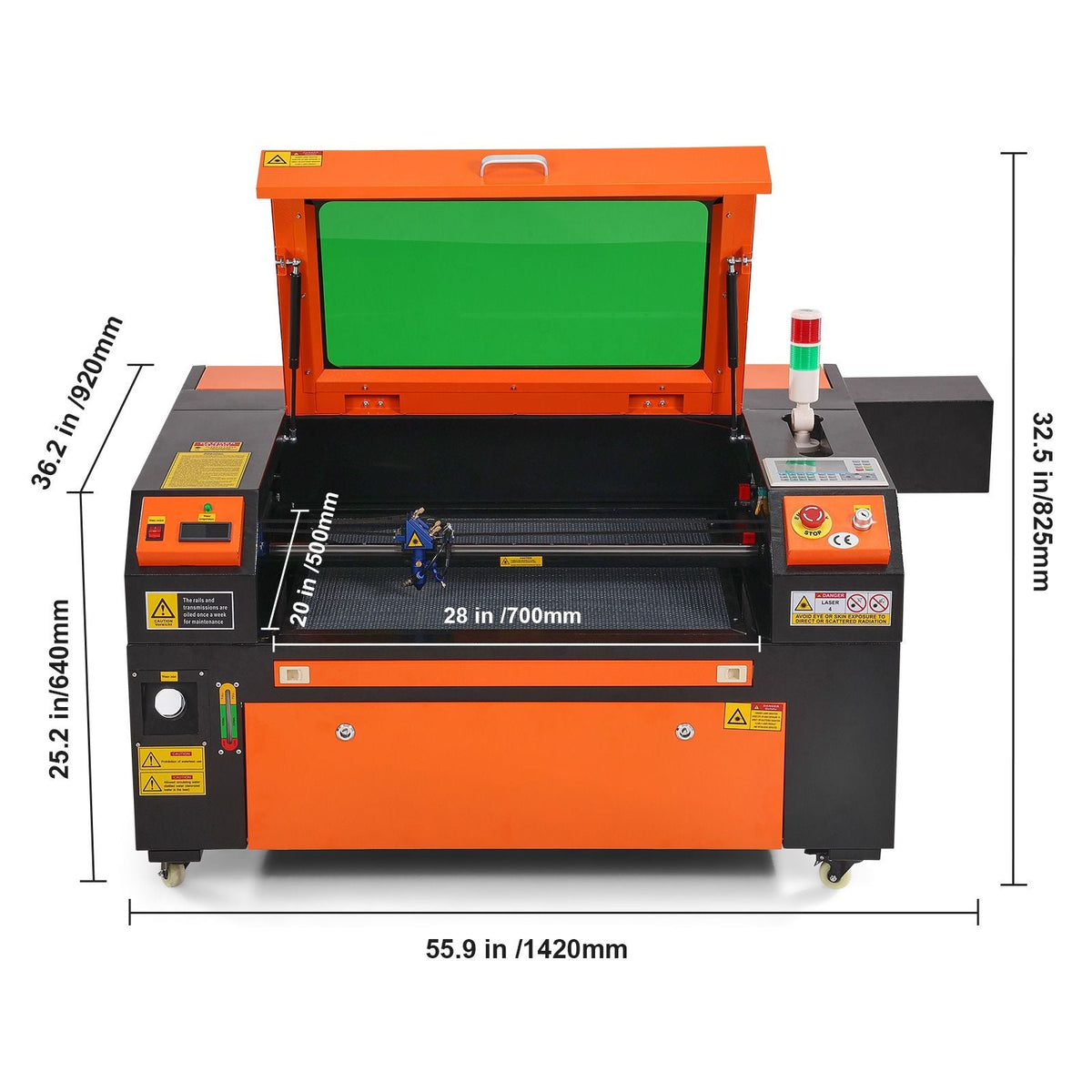 80W CO2 Laser Engraver, 20 x 28 in, 19.7 IPS Laser Cutter Machine with 2-Way Pass Air Assist, Compatible with LightBurn, CorelDRAW, AutoCAD, Windows, Mac OS, Linux, for Wood Acrylic Fabric More