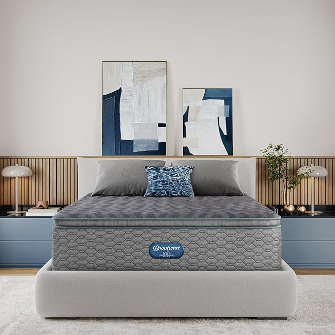 Beautyrest Days End Plush Pillow Top 14.75" Mattress - Cal King - Cooling Tech, Supportive Durable Pocketed Coils, Pressure Relief, Motion Separation; 100 Night Sleep Trial and 10 Year Warranty