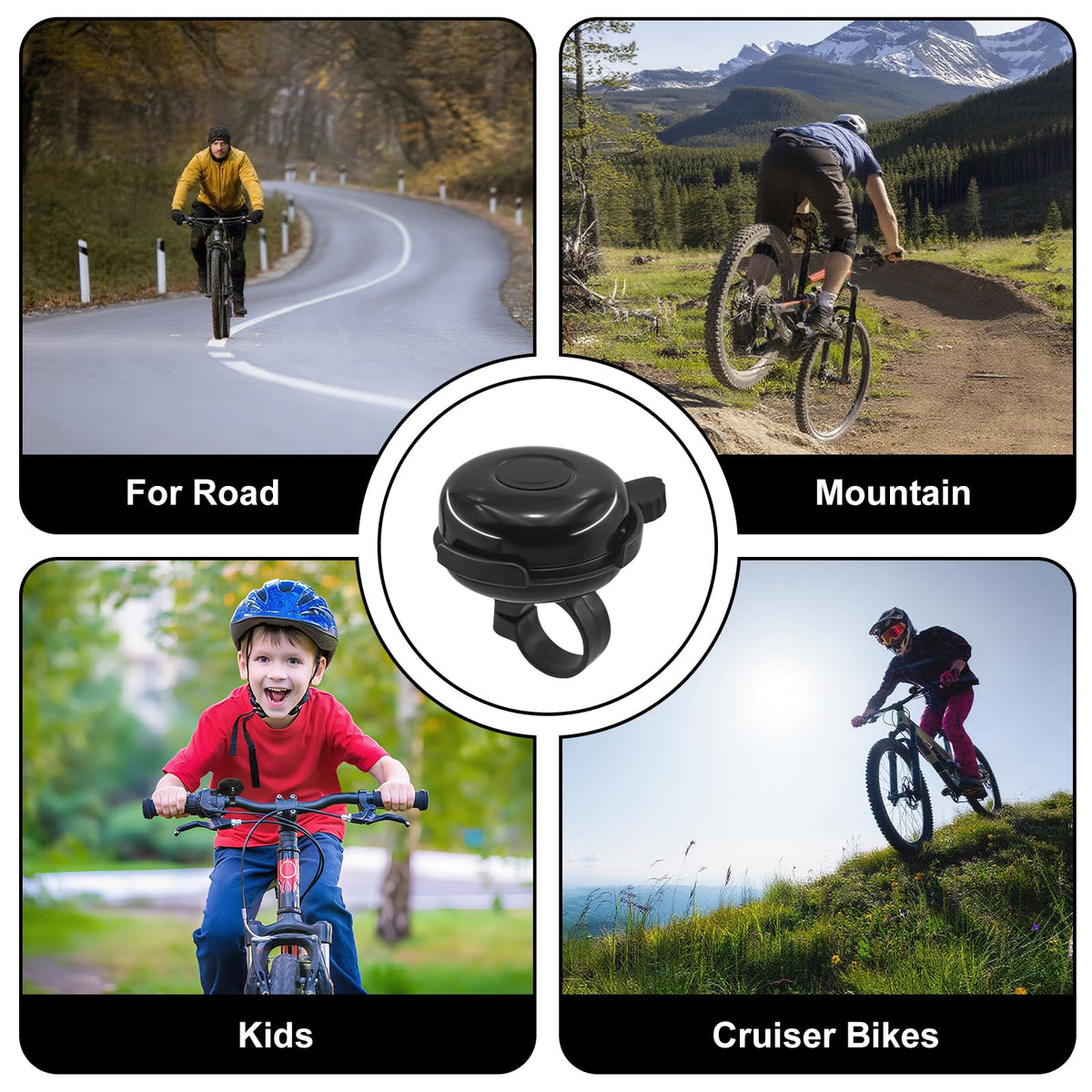 2 Pack Bike Bells for Adults, Loud Crisp Clear Sound, Durable Aluminum Alloy, Bicycle Bell for Adult Bikes, Easy to Install Cycling Accessories for Mountain Road and Commuter Safety