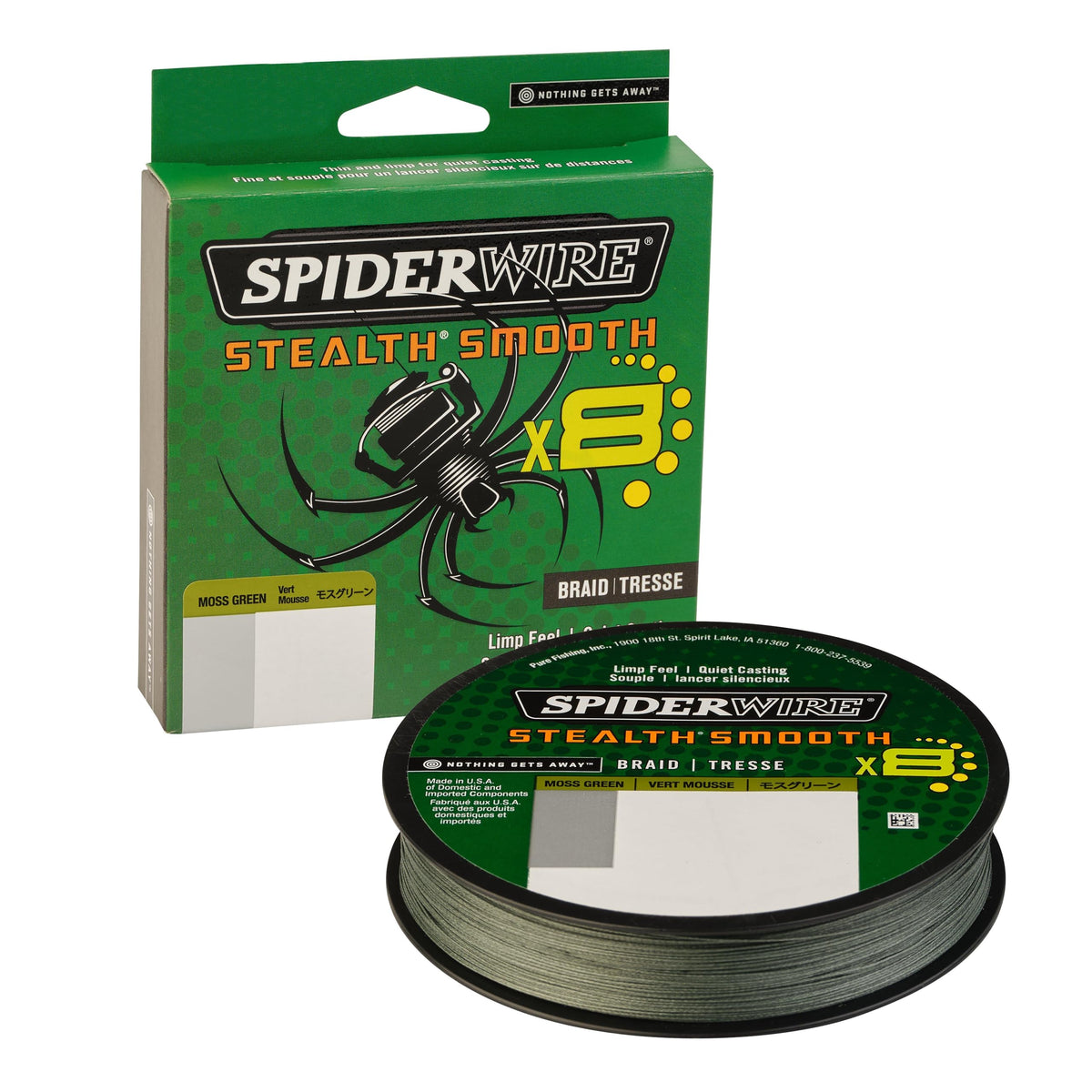 SpiderWire Stealth® Smooth Superline, Moss Green, 50lb | 22.6kg, 200yd | 182m Braided Fishing Line, Suitable for Freshwater Environments