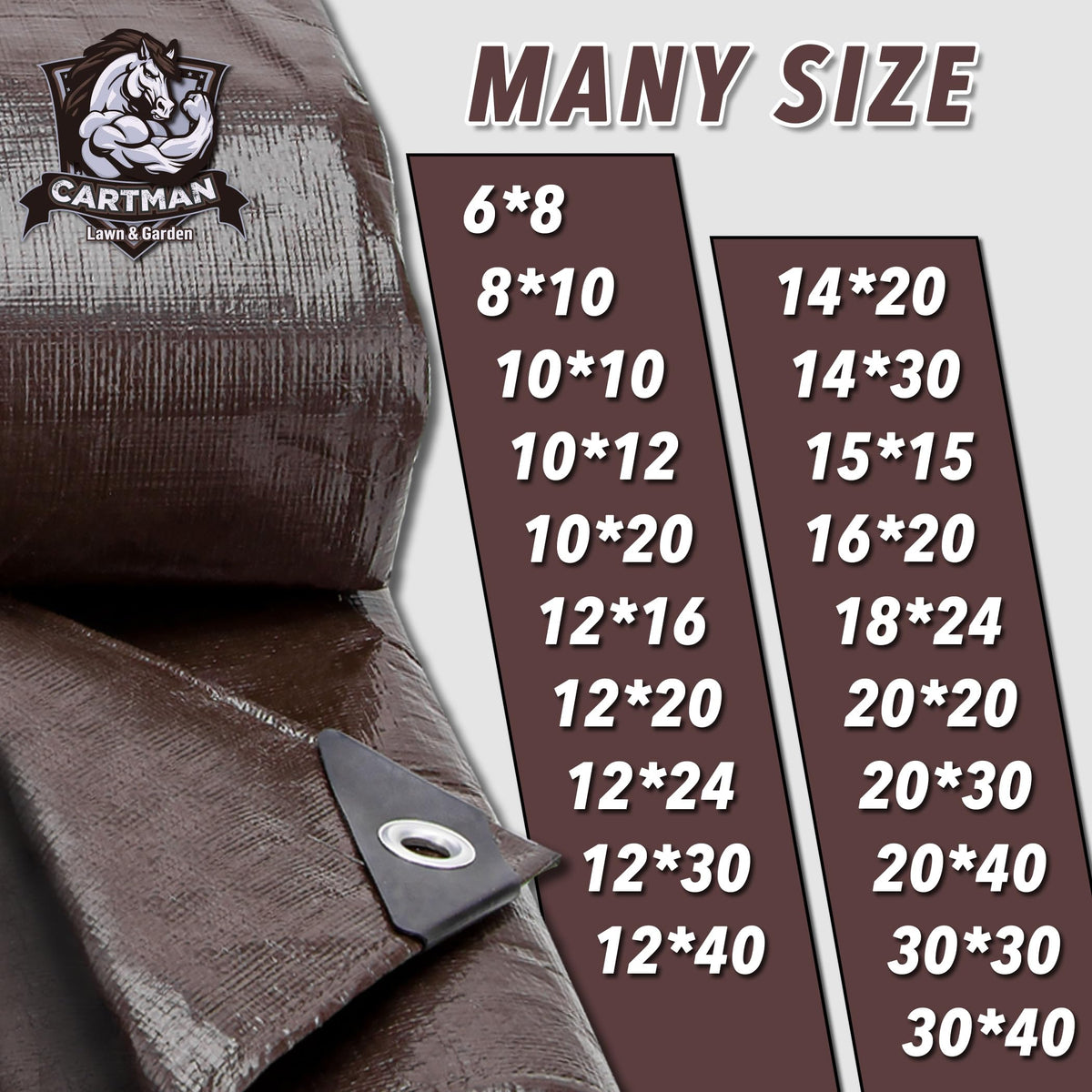 CARTMAN Finished Size 8x10 Feet Extra Thick 20 Mil Brown Ultra Heavy Duty Poly Tarp, Multipurpose Protective Cover, UV Resistant, Waterproof Poly Tarpaulin with Reinforced Edges