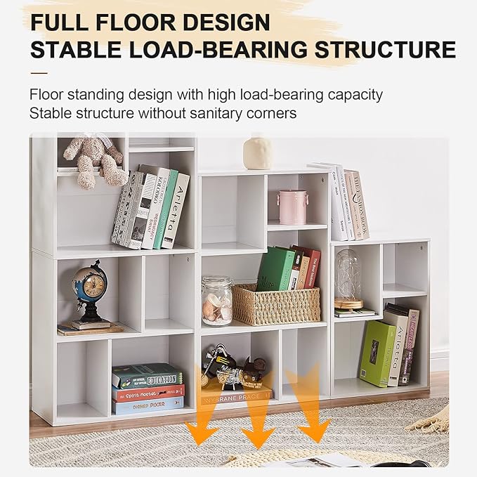 VECELO Small White Bookshelf, 5 Cube Shelf, Fits Tallest Hardcovers, Horizontal Available, Storage Organzier for Home Office,White