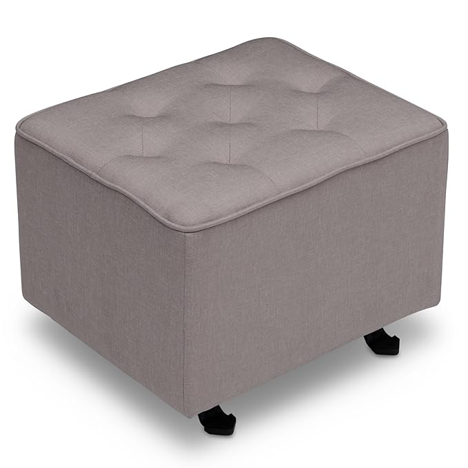 Delta Children Diamond Tufted Gliding Ottoman, French Grey