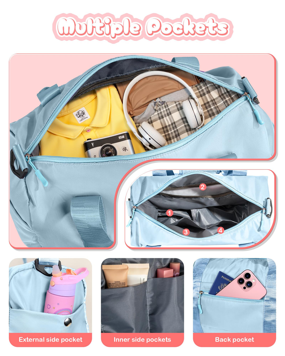 Vogewood Gifts for 3 4 5 6 7 8 9 10 Year Old Girls-Girl Gym Dance Bag