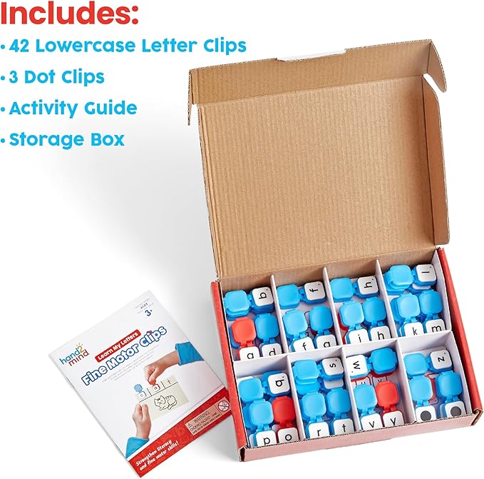 hand2mind Learn My Letters and Numbers Fine Motor Clips Bundle - Alphabet and Math Activities for Toddlers
