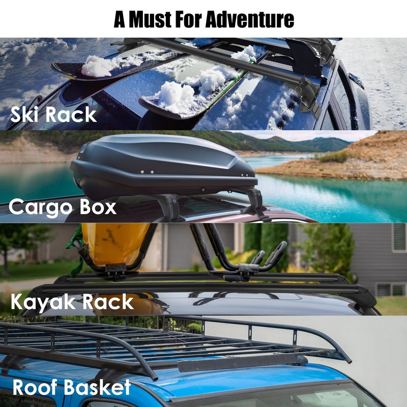 43" Universal Roof Rack Cross Bars, Upgraded Aluminum Lockable Crossbars with Extendable Window Frame & Dual Security Keys. 165lbs Max Load for Bare Roof Cars/Trucks/SUVs