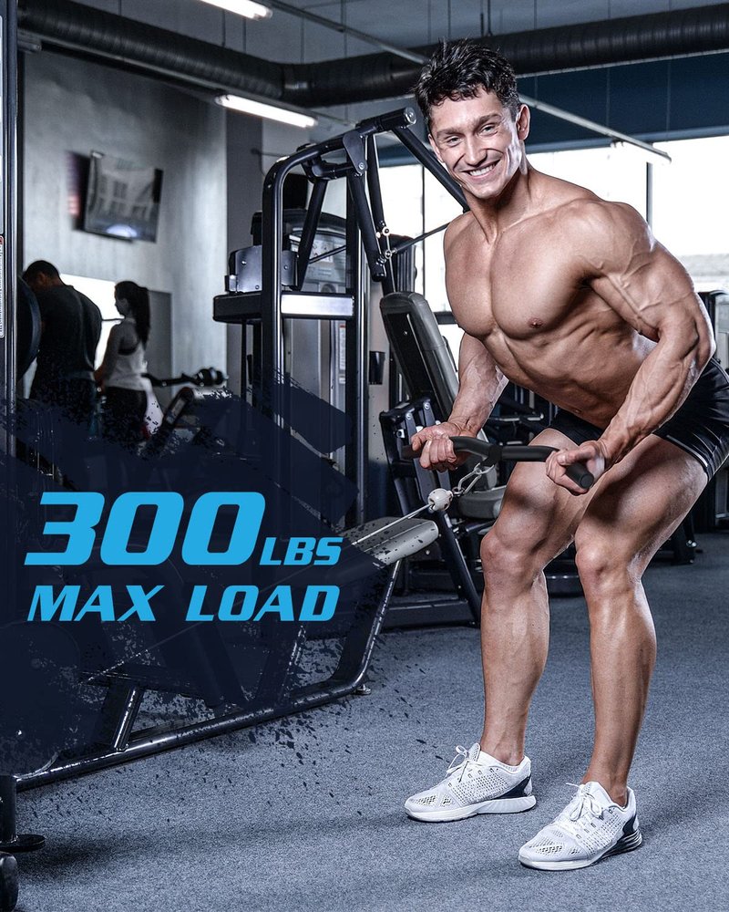 LAT Pulldown Attachments, Black Steel Lat Bar Cable Attachments Handles, Home Gym Cable Machine Accessories, Tricep Rope, Rowing LAT Pull Down Bar, Straight Bar, Double D Handles, Exercise Handles