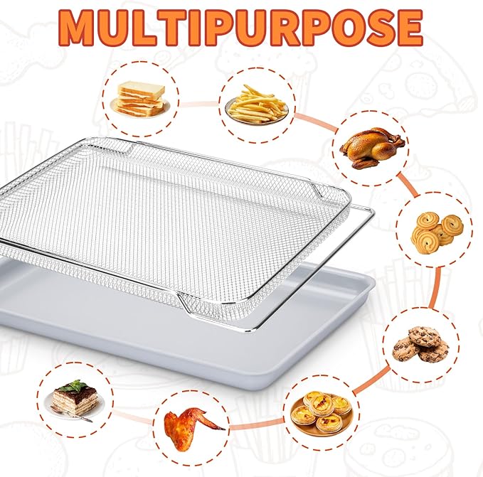 SHIKORI Non-Stick Ceramic Baking Sheet Set of 2 (Baking Sheet & Grill Net)