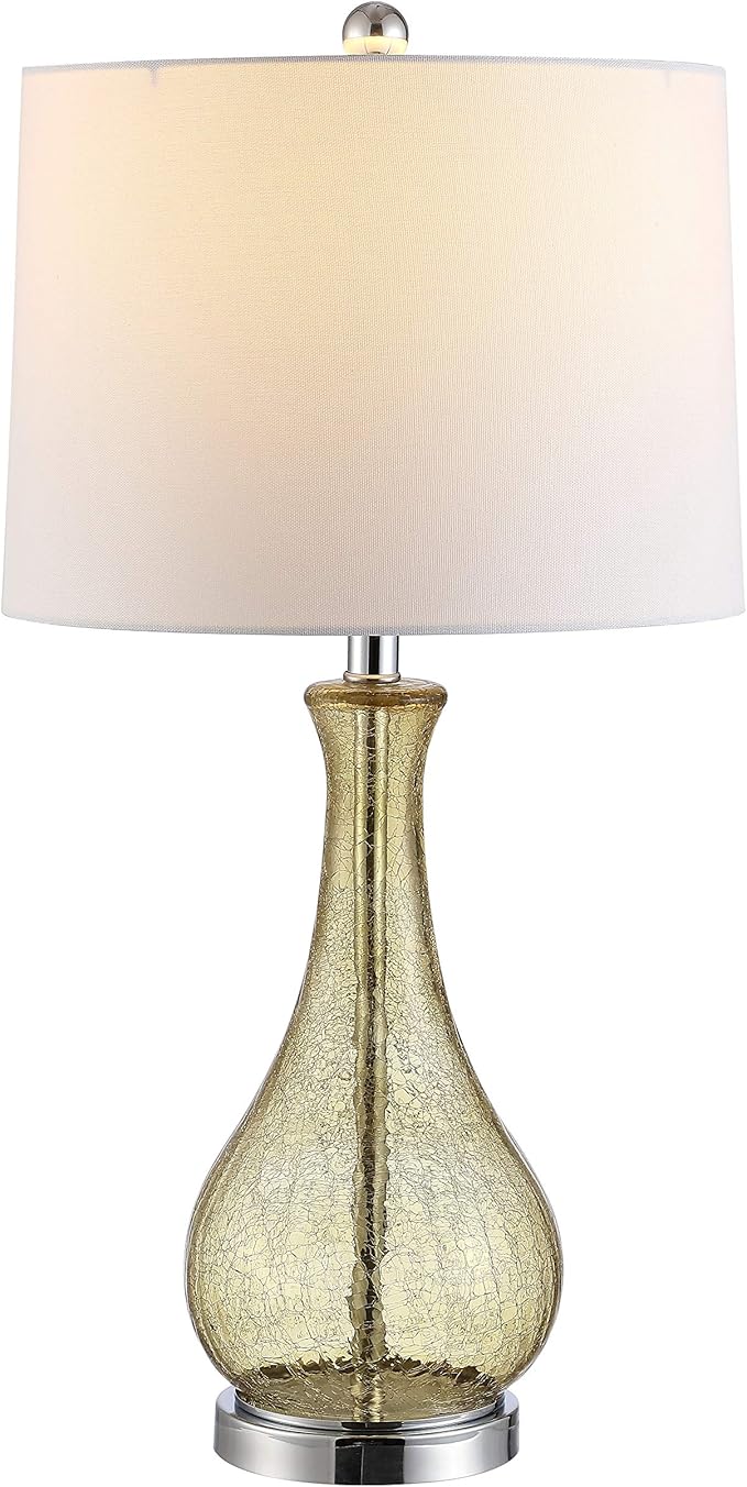 SAFAVIEH Lighting Collection – Finnley Modern Amber Crackle Glass 28-Inch Table Lamp, LED Bulb Included, Bedroom Living Room Home Office Nightstand Desk (TBL4206B)