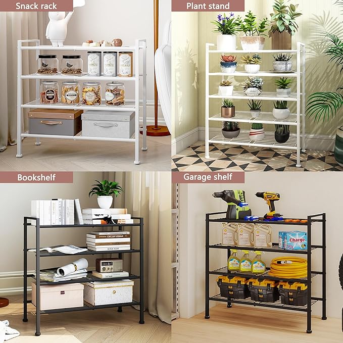 DongRong 5 Tier Shoe Rack,Metal Shoe Storage Organizer Shelf for Closet,Entryway, Garage,Narrow Space(White, 5 Tier)