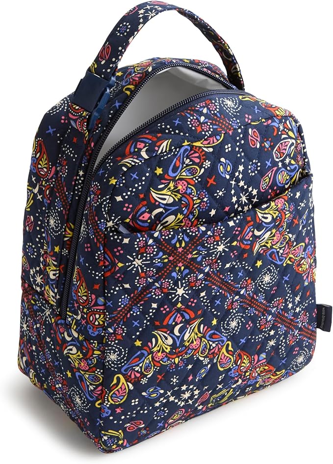 Premium Cotton Large Lunch Bag, Starry Paisley, One Size