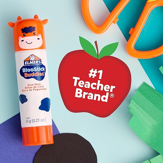 Elmer's Glue Sticks Combo Pack, BlooStick Buddies & Disappearing Purple, 6 Grams, 12 Count - Kids School Supplies, Arts & Crafts, #1 Teacher Brand