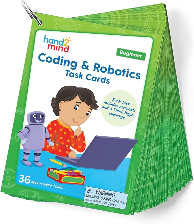 hand2mind Coding & Robotics Beginner Task Cards, Coding for Kids 5-7, STEM Projects, Computer Programming for Kids, Technology Toys, Kindergarten Learning Activities, Science Classroom Supplies