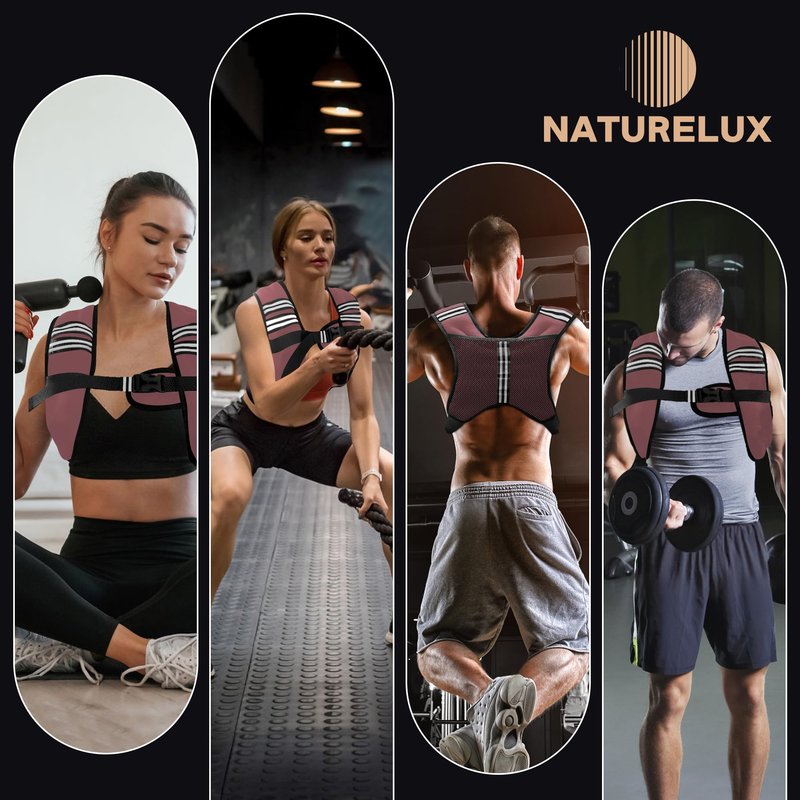 NATURELUX Weighted Vest with Reflective Stripe and Adjustable Buckle Straps, Sand Brown, 10 lbs