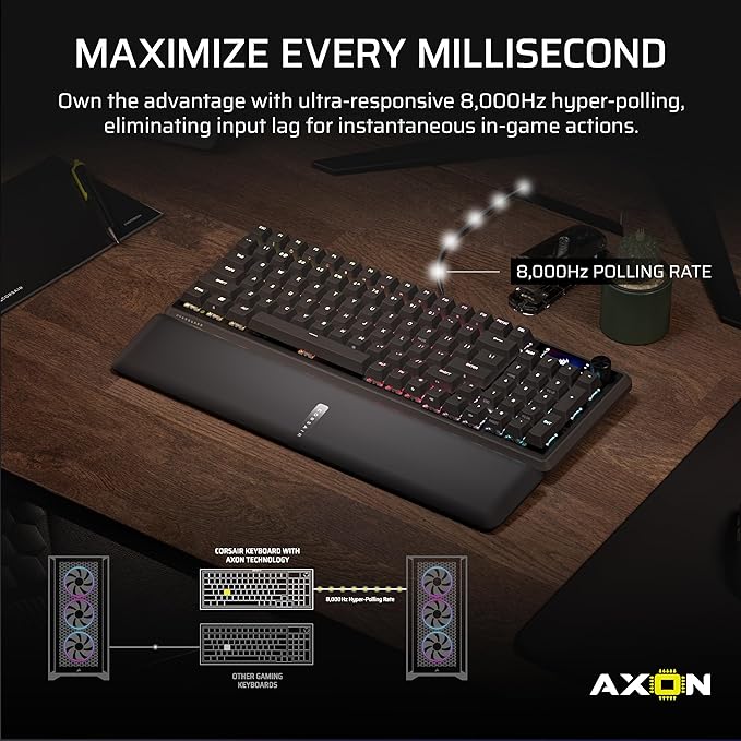 Corsair Vanguard 96 Wired Mechanical Gaming Keyboard – 96% Layout, MLX Plasma Linear Switches, 8000Hz Polling, LCD Display, Virtual Stream Deck, G-Keys, SOCD Flashtap, QWERTY US – Black