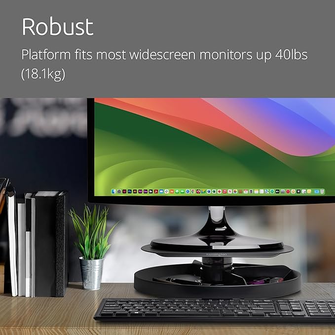 Kensington Smart Fit Spin2 Monitor Stand - Black (K52787WW), 3.1" x 12.6" x 12.6"