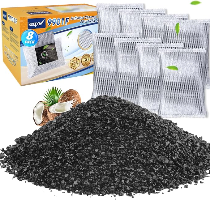 KEEPOW 8 Pack Activated Charcoal Odor Absorber Filter Refills