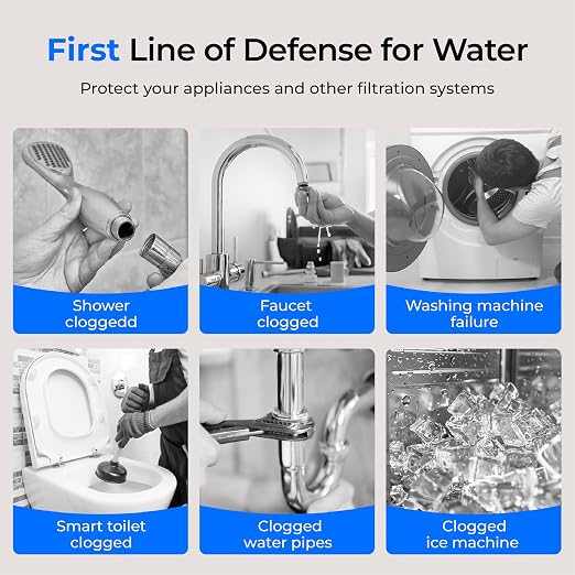 Waterdrop Spin Down Sediment Filter, Backwash Whole House Water Filter System