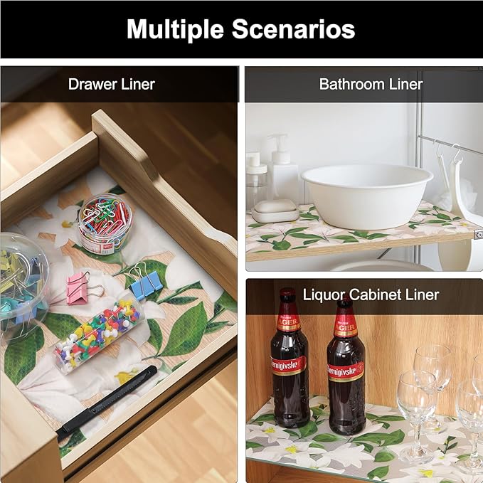 Cooyes Shelf Liner – Premium Non-Adhesive Cabinet & Drawer Liner for Kitchen – Waterproof Shelf Paper with Modern Pattern – Durable EVA Cabinet Mat – Easy to Cut （12" W x 240" L）