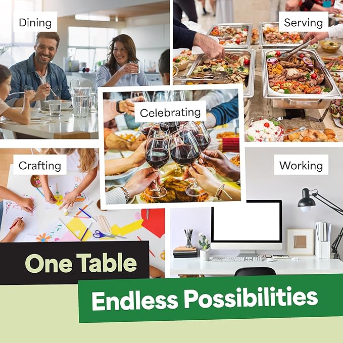 EconoHome White 4ft Folding Table with Handle | Heavy-Duty Foldable Table | Portable Table for Indoor & Outdoor Use | Perfect for Events, Camping, Parties, Dining & More