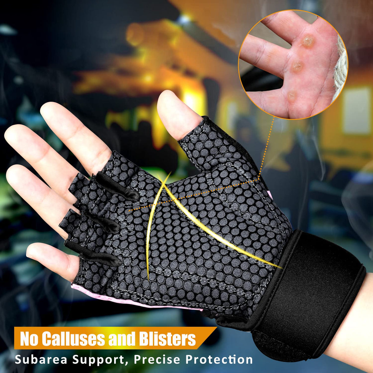 ihuan Breathable Weight Lifting Gloves: Fingerless Workout Gym | Wrist Support | Enhance Palm Protection | Extra Grip for Fitness| Training | Rowing | Pull-ups