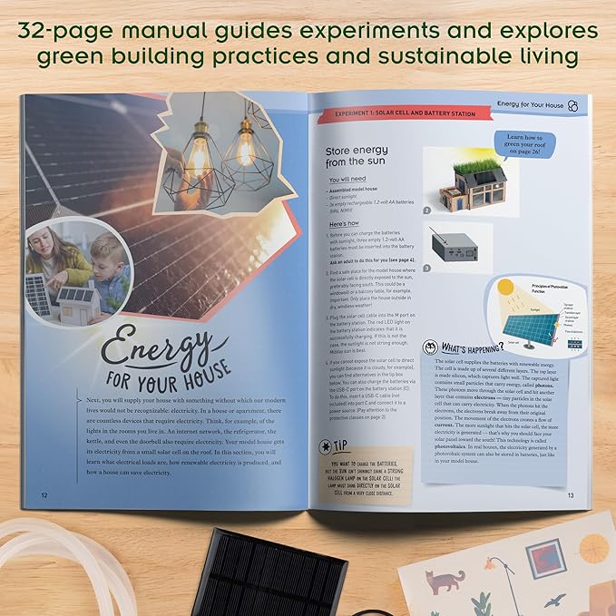 Thames & Kosmos Green Engineering STEM Kit | Build & Experiment with an Energy-Efficient Model Home, Explore Clean Energy, Sustainable Living, Includes Solar Panel, LEDs, Sensors, Ideal for Classrooms